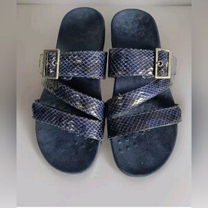 Vionic Skylar navy snake print sandals size 9